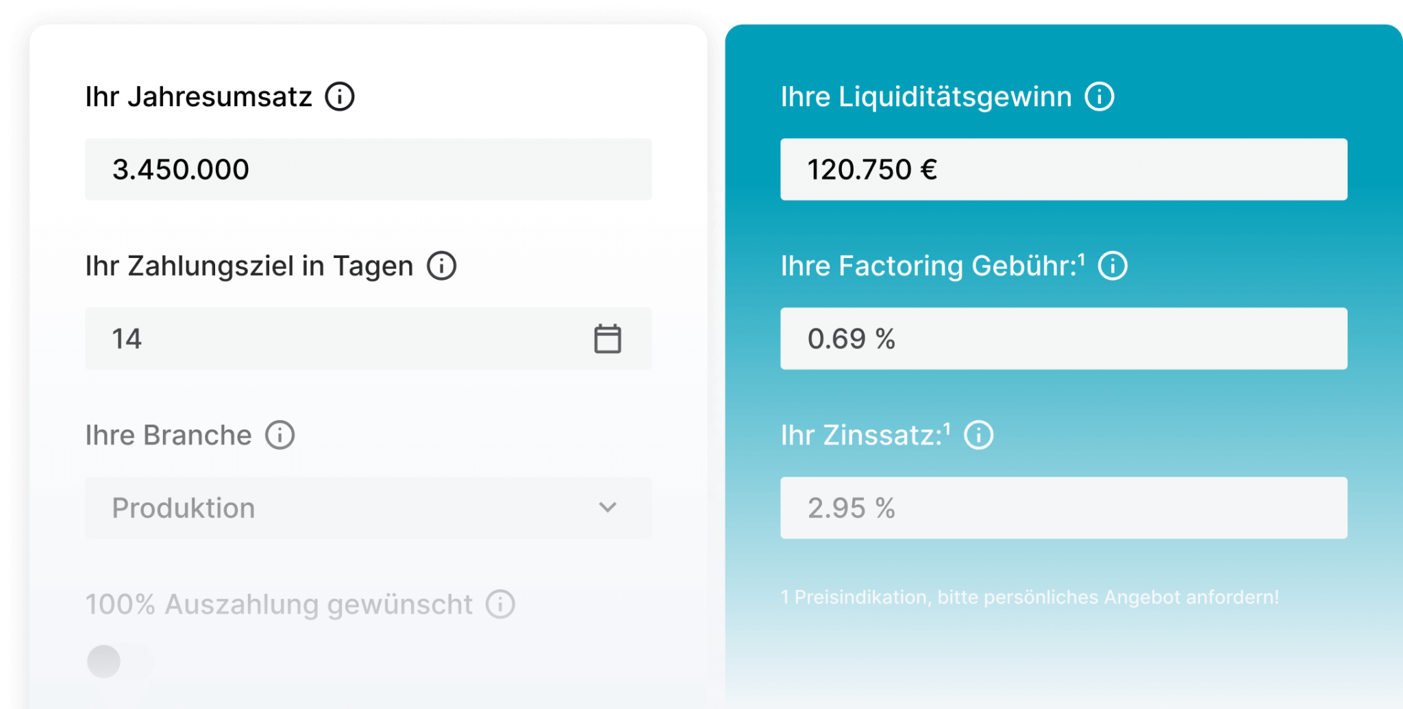 Factoring Rechner Screenshot