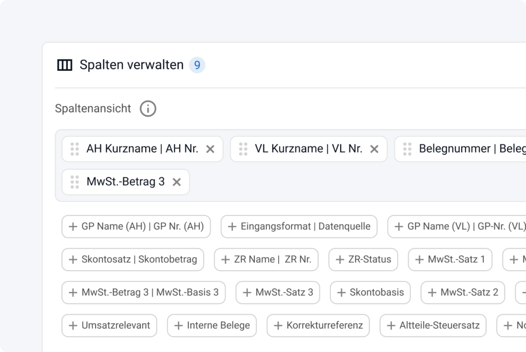 Informationsplattform WebZR-2.0 Belegdatensätze